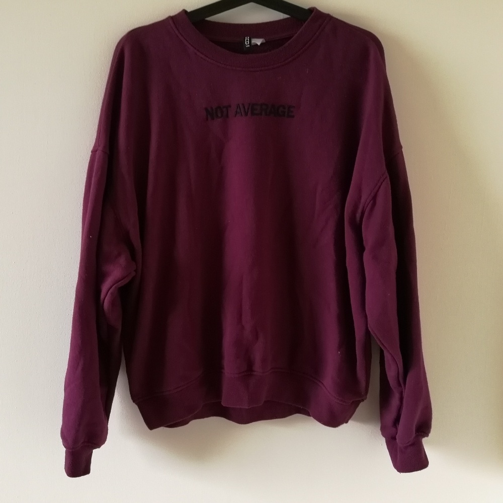 "not average" purple sweatshirt